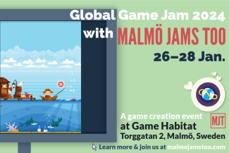 Graphical invite to Global Game Jam - Malmö Jams Too